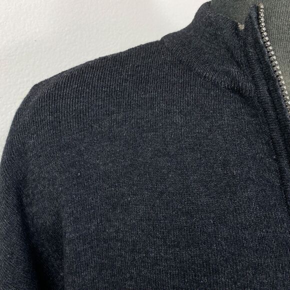 Carnoustie Dark Gray Black Wool Blend Pullover Sweater Lg Long Sleeves 1/4 Zip - Picture 3 of 16